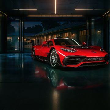 Mercedes-AMG ONE, Red cars, Plug-In Hybrid, Hybrid sports car, 5K