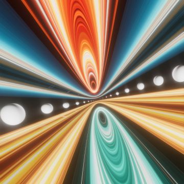 Futuristic, Light streaks, Dynamic, Symmetry, Vanishing point, Neon colors, Energy, Cosmic phenomena, Abstract design, Warp, Light effects, 5K, Infinity, Motion, Dynamic, Bright, Radiant, Universe, Illumination, Velocity