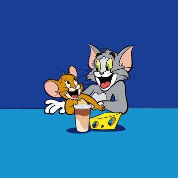 Tom and Jerry, 8K, Cartoon, Blue background, Tom & Jerry, 5K, Tom cat, Jerry mouse