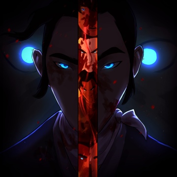 Blue Eye Samurai, Mizu, Dark background, 5K