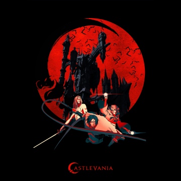 Castlevania Trio, Blood Moon, 5K, Black background