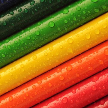 Crayons, Pencils, Multicolor, Colorful, Water drops, 5K