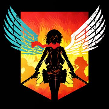 Attack on Titan, Mikasa Ackerman, Shingeki no Kyojin, Anime series, Season 3, Black background