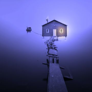 Boathouse, Wooden pier, Violet, Bankside, 5K