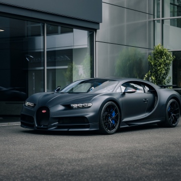 Bugatti Chiron Sport, Matte black, Sports cars, Urban