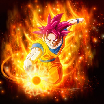 Super Saiyan God, Flames, Dragon Ball Super, Son Goku, Super Saiyan Goku, Dark background