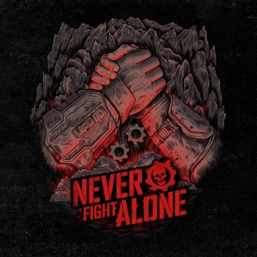 Gears of War, Never Fight Alone, Dark background, 5K