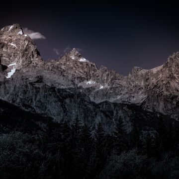 Grand Teton National Park, Early Morning, Mountain range, USA, Dark background, Peak