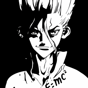 Senku Ishigami, AMOLED, Illustration, Black and White, Dr. Stone