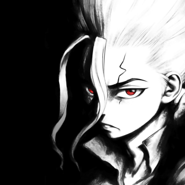 Senku Ishigami, Black background, 5K, 8K, Dr. Stone, AMOLED