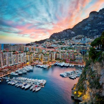 Monte Carlo, Monaco, Yacht, Harbor, Boats, Clouds, Sky view, Waterfront, 5K, 8K