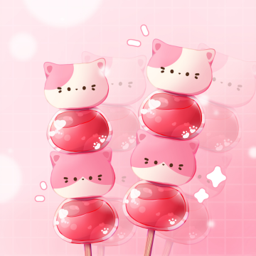 Kawaii, Candy, Pink aesthetic, Pink background, Japanese tradition, Dessert, Adorable, Illustration, 5K