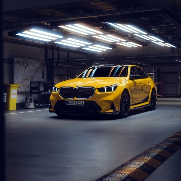 BMW M5 M Performance Parts, 8K, 5K, Yellow cars, BMW M5