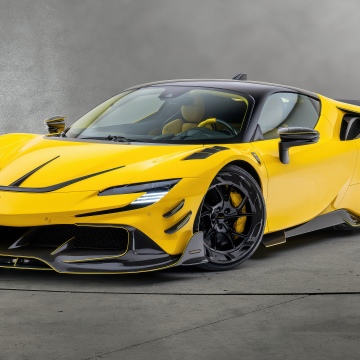 Ferrari SF90, Mansory, 5K, Yellow cars