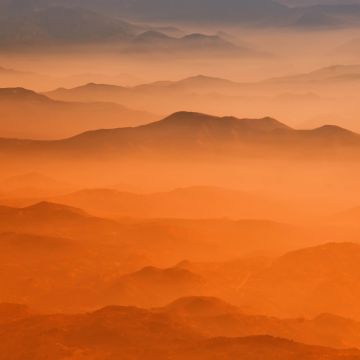 Yosemite Valley, California, Sierra Nevada mountains, Orange background, Aerial view, 5K, 8K