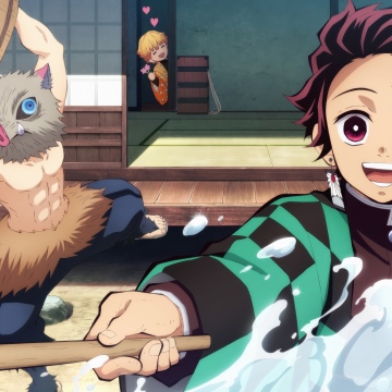 Inosuke Hashibira, Tanjiro Kamado, Demon Slayer: Kimetsu no Yaiba, Zenitsu Agatsuma