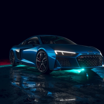 Neon, Audi R8, Supercars, Luxury sports cars, Dark background