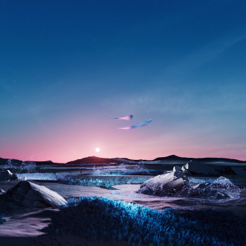 Artificial, Scenery, Surreal, Digital Art, Sunset, Ethereal, Mystical, Glowing, Dreamlike, , Horizon, Aesthetic, Landscape