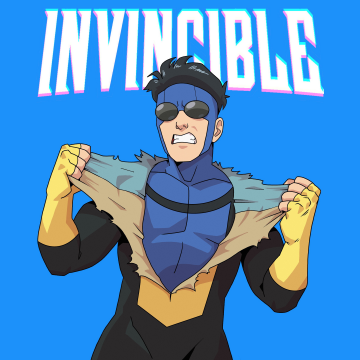 Invincible, Blue background, 5K, Animated series, Cartoon, 5K