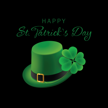 St. Patrick's Day, Green hat, Black background, 5K, Minimalist, Leprechaun cap, Four-leaf clovers, Irish