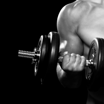 Gym, Dumbbell workout, Weightlifting, Strength, Fitness, Black and White, Monochrome, Black background, 5K