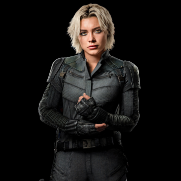 Florence Pugh, Black Widow, Thunderbolts, 2025 Movies, Marvel Comics, Black background, 5K