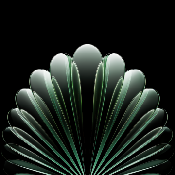 Green abstract, Metallic, Luxury, Geometric, AMOLED, Black background, Oppo Find N5, Stock, Symmetry, 5K