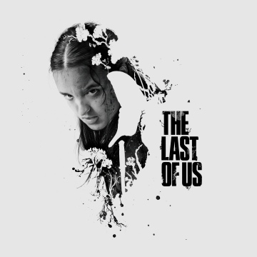 Bella Ramsey as Ellie, Season 2, The Last of Us, 2025 Series, Ellie Williams, White background, Monochrome