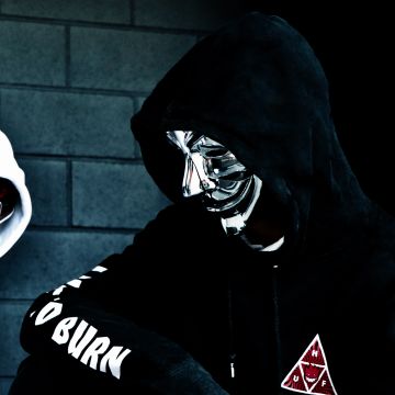 Persons in Mask, Sweatshirt, Black Mask, Anonymous, White, Black, Hoodie, 5K