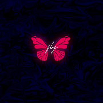 Butterfly, Neon, Glowing, Dark background, AMOLED, Dark aesthetic