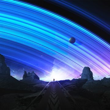 Trails, Planets, Surreal, Blue