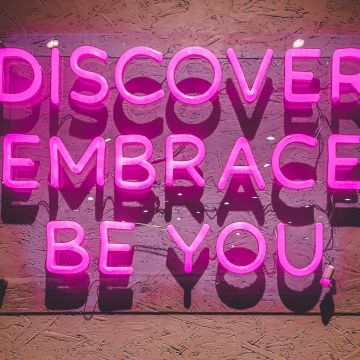 Discover, Embrace, Be You, Pink, Neon, Inspirational quotes, Girly backgrounds, Aesthetic