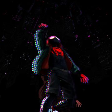 Miles Morales, Spider-Man: Into the Spider-Verse, Black background, Spiderman