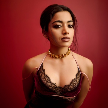 Rashmika Mandanna, Grazia India, 5K, Red background, Indian actress