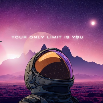 Astronaut, Purple aesthetic, Space suit, Astronaut helmet, Pink, Looking up at Sky, Retro