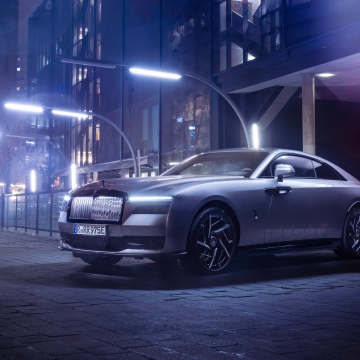 Rolls-Royce Black Badge Spectre, Jubilee Silver, 5K, 8K, Neon Lights