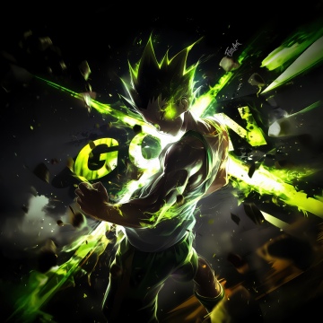 Gon Freecss, Green aesthetic, Hunter x Hunter, 5K, Dark background