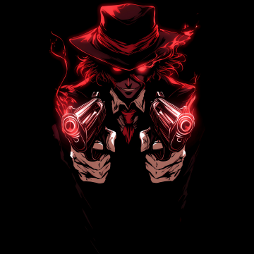 Alucard, Gothic, Hellsing, Vampire, Black background, AMOLED, 5K
