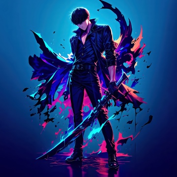 Sung Jinwoo, Anime poster, Blue aesthetic, 5K, Solo Leveling