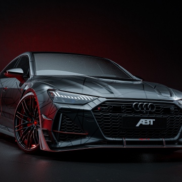 ABT RS7-R, Ultrawide, 5K, Audi RS 7, Dark aesthetic, Dark background, Neon Lights