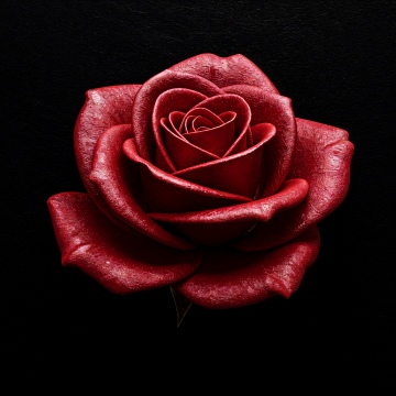 Red Rose, High contrast, Blossom, AMOLED, Black background, 5K, AI art, Symmetrical