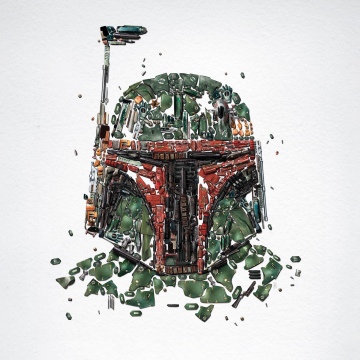 Star Wars, Boba Fett, Bounty hunter, The Mandalorian, Illustration, White background, 5K