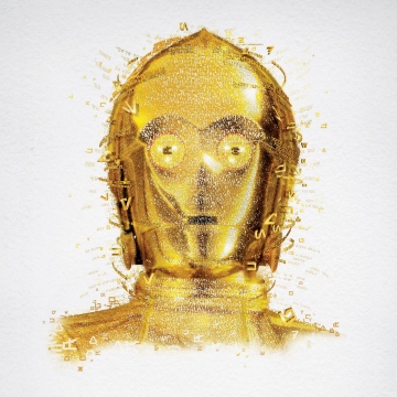 C-3PO, Star Wars, Robot, Golden, Illustration, 5K, White background, Digital Art
