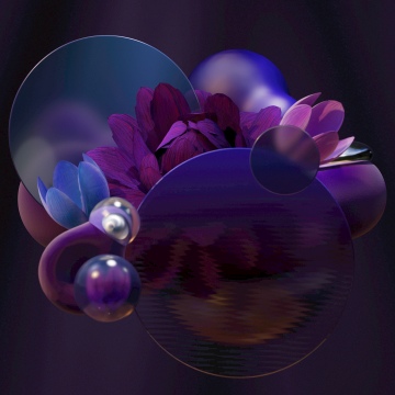 Purple aesthetic, Floral designs, Translucent, 3D Render, Geometric, Modern design