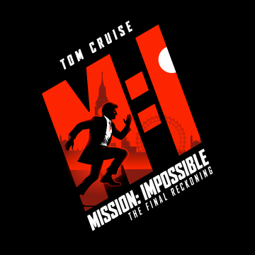 Mission: Impossible - The Final Reckoning, Movie poster, Tom Cruise, Black background, AMOLED, Red