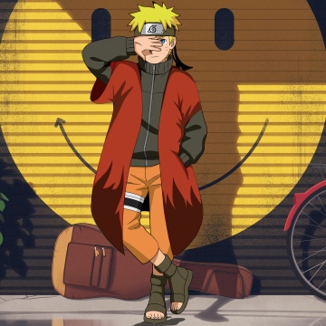 Naruto Uzumaki, Smiley face, Graffiti, Street art, 5K