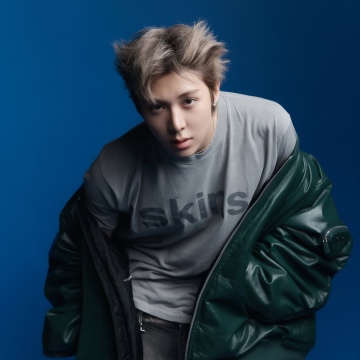 Woochan, ALLDAY PROJECT, South Korean rapper, 5K, Blue background