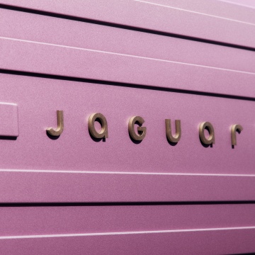 Jaguar logo, 2025, Pink aesthetic, Pink background, 5K, 8K