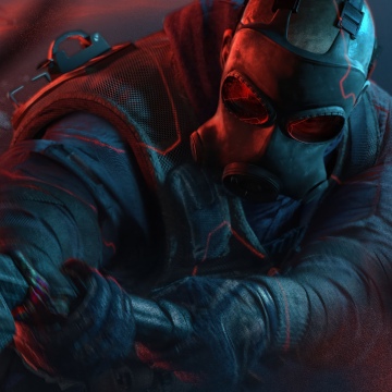 Rainbow Six Siege X, Ultrawide, 2025 Games, Gas mask, Tactical gear, Red glow, Dystopian, 5K