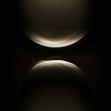 Golden, Glowing particles, Spheres, Shimmering, Flow, 5K, Dark background